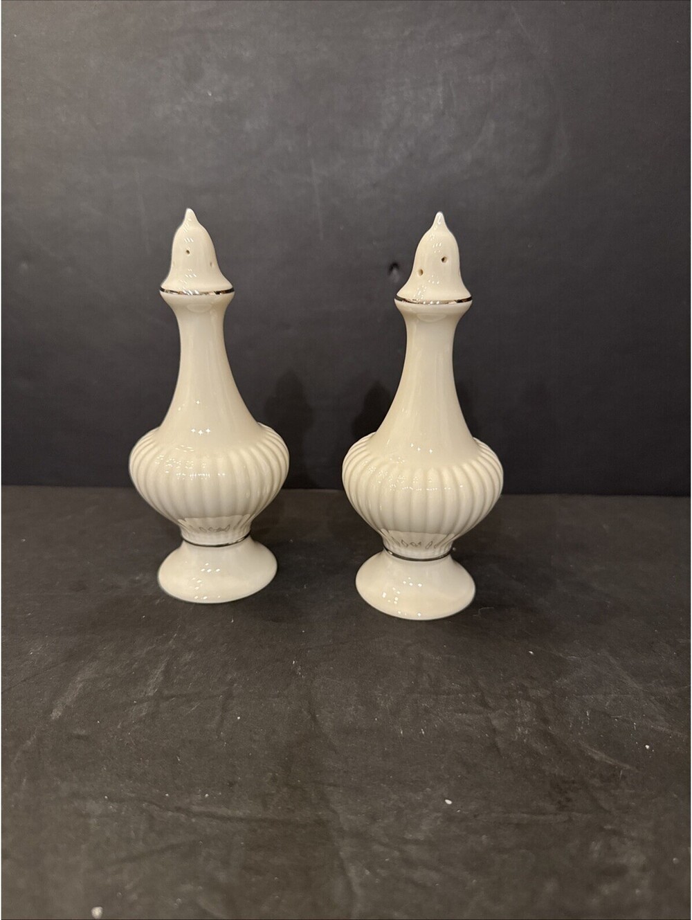 Lenox Fine China, Ivory Salt and Pepper Shakers, Platinum Trim